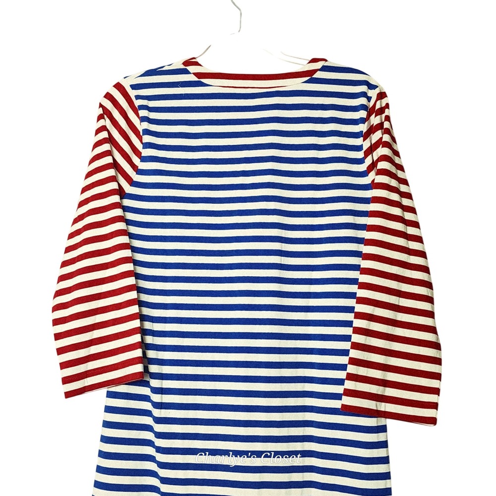 J.Crew Sammie Striped Lace Up Maxi Dress M Nautical Beachy Americana Casual - Picture 6 of 10